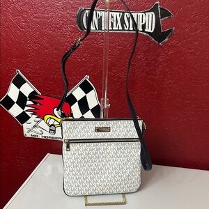 Michael Kors Monogrammed White and Black Shoulder Bag